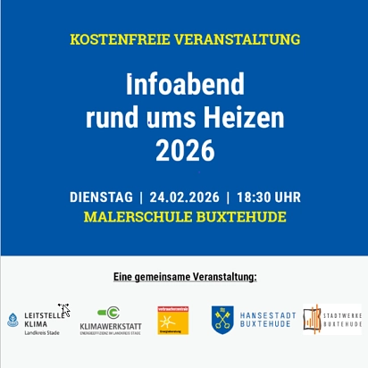 Infoabend rund ums Heizen Terminhinweis: Infoabend rund ums Heizen 24.02.26 © Landkreis Stade