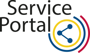 Logo Service-Portal Landkreis Stade Das Logo des Service-Portals Landkreis Stade zeigt den Schriftzug "Service Portal" sowie eine Grafik bestehend aus einem gelben Kreis und weiteren Elementen © Landkreis Stade